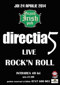 concert directia 5 la Grad Irish Pub Botosani