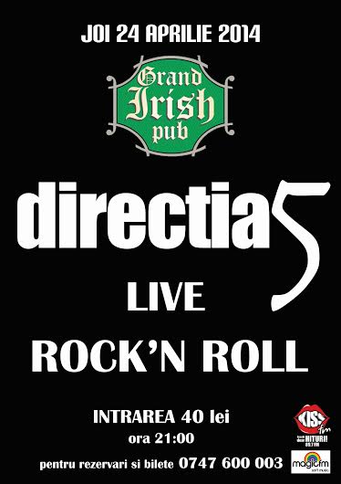 concert directia 5 la Grand Irish Pub Botosani