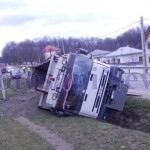 accident cu camion rasturnat Flamanzi -Botosani