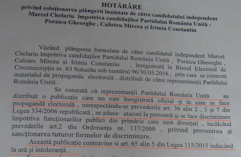 Hotararea Biroului Electoral de Circumscriptie Suharau