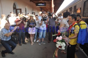 iulian rotariu la sosirea in Gara- botosani