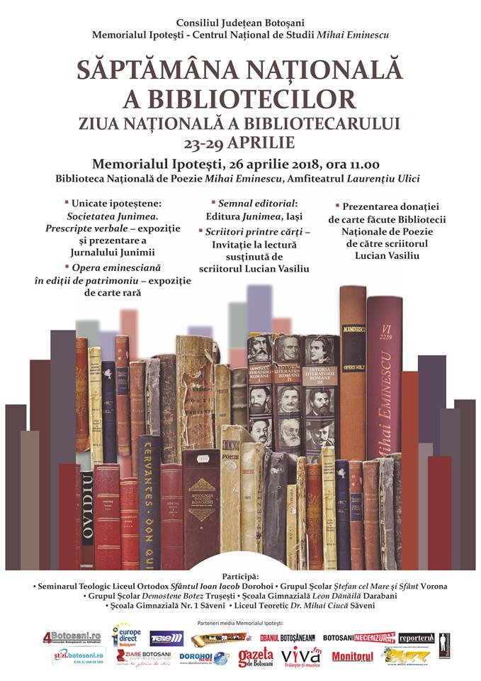 ziua bibliotecarului, stiri, botosani, memorialul ipotesti