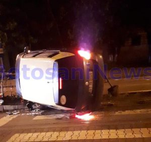 accident cu taxi rasturnat pe Calea Nationala -Botosani