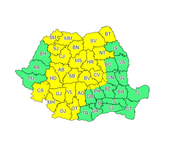 harta meteo cod galben pentru botosani